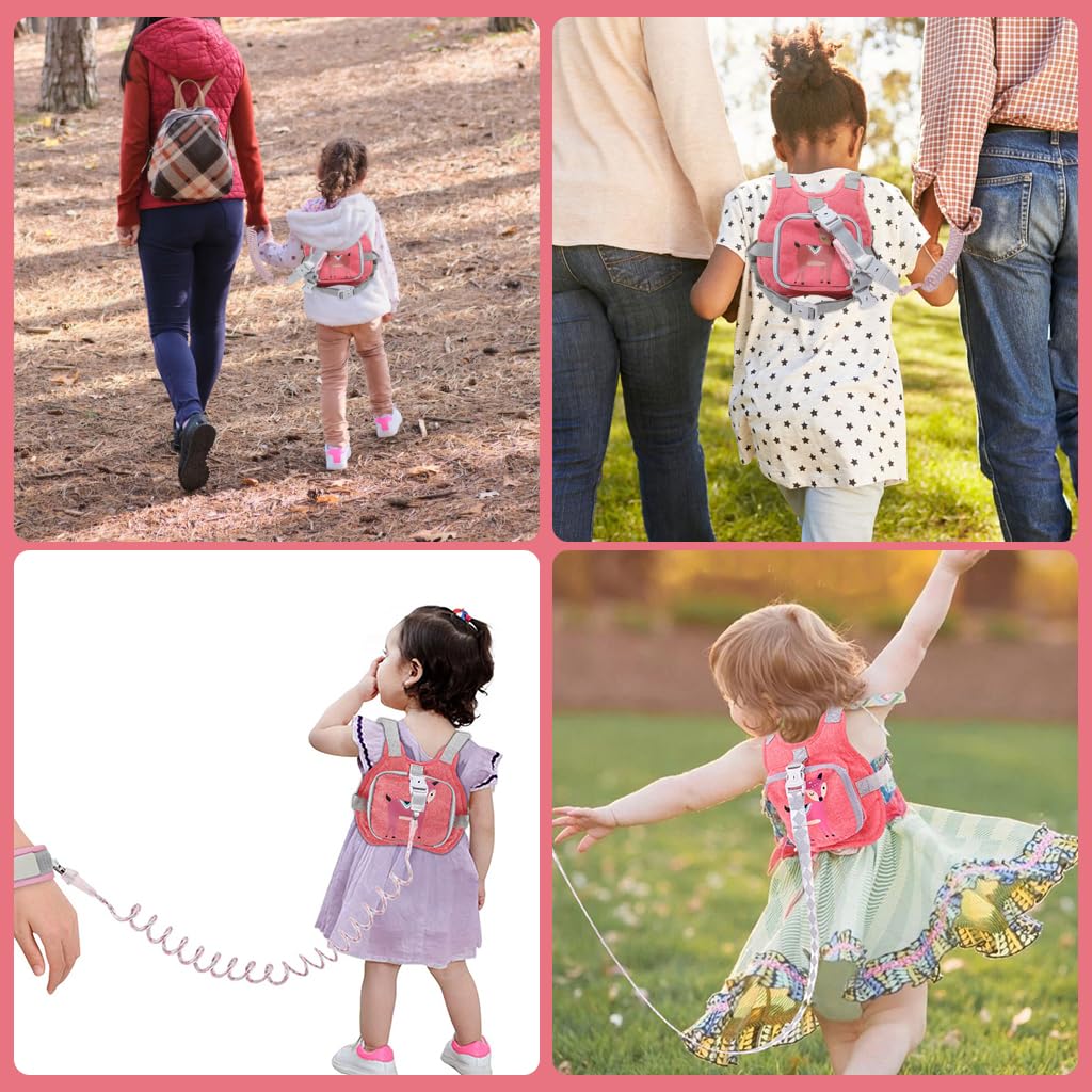 HASTHIP® Toddler Harness Leash+ Anti Lost Wrist Link, Cute Dinosaur Kids Harness with Leash, Foldable Child Leash Baby Walking Wristband Assistant Strap Belt for Parent Boys