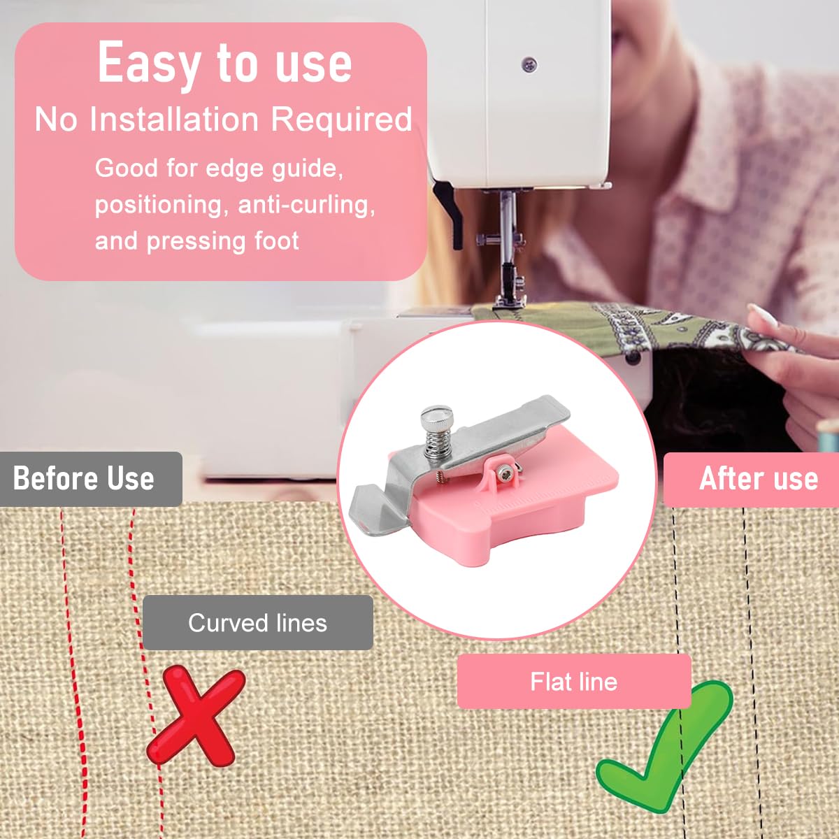 HASTHIP Magnetic Seam Guide for Sewing Machine with Stainless Steel Plate | Universal Quilting Tool
