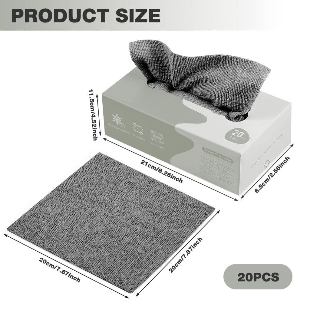 HASTHIP Reusable Microfiber Cleaning Wipes for Kitchen with Pull Out Storage | 20x20cm 20 Pack