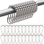 HASTHIP Shower Curtain Hooks for Bathroom Rods featuring Spherical Roller Balls | 24 pcs Stainless Steel 6 x 4cm Silver Rings