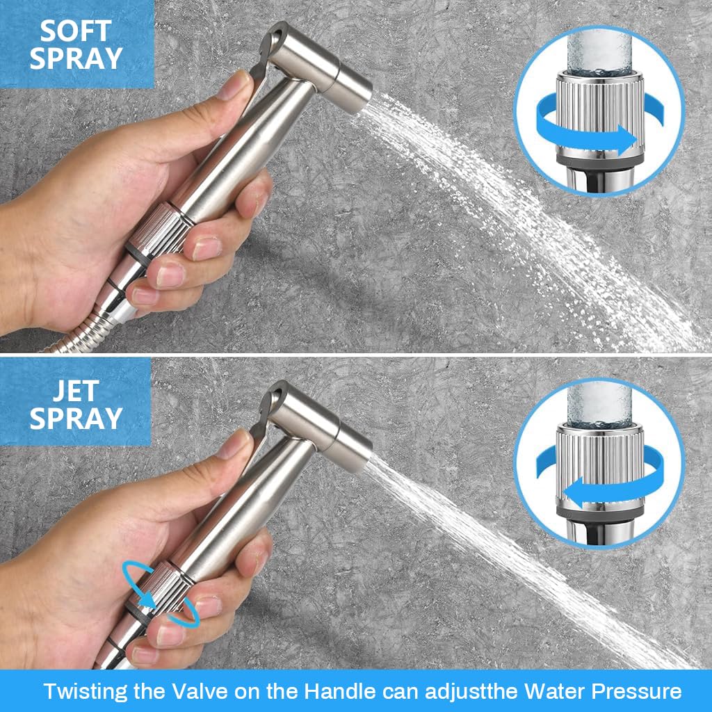 HASTHIP Toilet Sprayer for Hygiene and Cleaning with 4ft Hose | Pressurized Stainless Steel Handheld Rinser