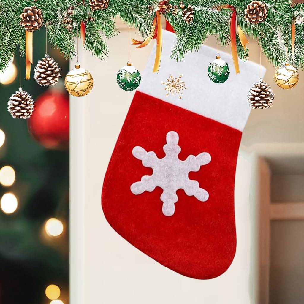 HASTHIP Mini Christmas Stockings for Tableware and Tree Decoration featuring Felt Material 20PCS Set | Festive Red Holiday Utensil Holders