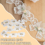 HASTHIP Lace Ribbon Trim for Crafts and Saree Borders featuring Bow Flowers 5.5 cm Width | White Decorative Lace for DIY and Gift Wrapping