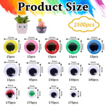 HASTHIP Googly Eyes for Crafts with Self-Adhesive Wiggle Design 1500pcs Assorted Colors and Sizes