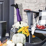 HASTHIP® Halloween Garden Stakes Decorative - Purple Halloween Witch Leg Yard Stakes - Spooky Halloween Party Garden Decor - Festival Outdoor Decoration for Lawn, Yard, Patio Decor - (2 Pack)