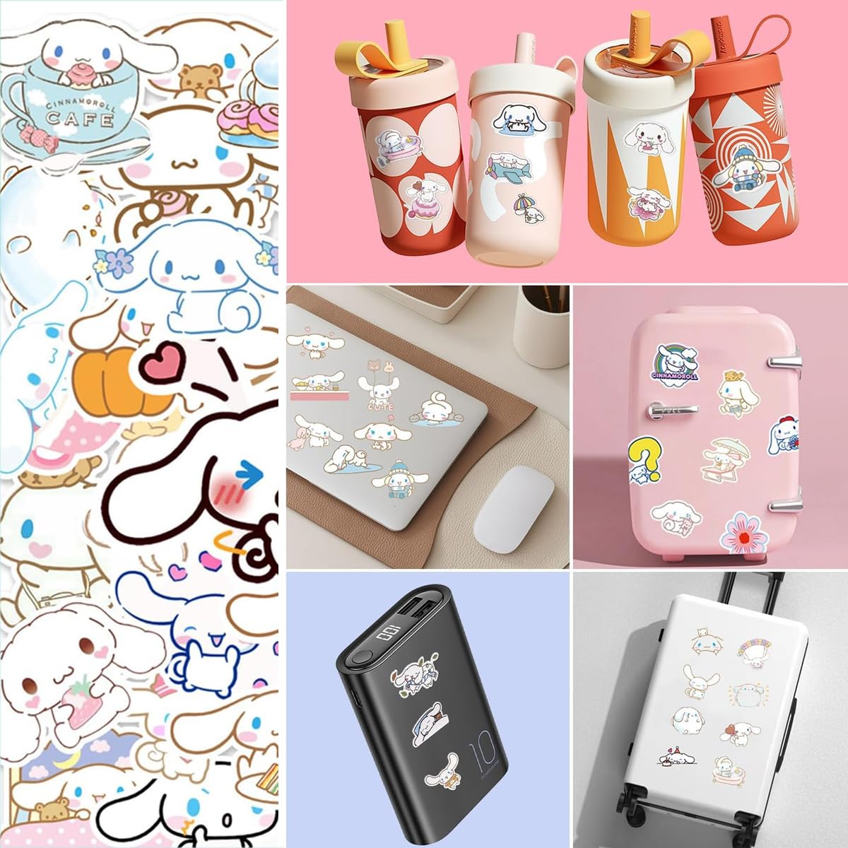 HASTHIP® 9Pcs Kawaii CinnamorollSchool Supplies Set, Kawaii Stationeries Supplies Set with Notebook, Pencil Pouch, Click Pens, Assorted Cinnamoroll Cartooon Stickers, Girls School Gift Set