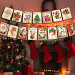 HASTHIP Christmas Wall Hanging Banner for Door and Room with 15pcs 5.5×7.68in Vintage Flags