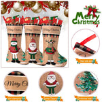 HASTHIP Christmas Stockings 3pcs 16 inch Linen Set for Fireplace and Tree | Elk Snowman Santa Design