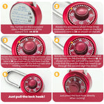 HASTHIP Combination Padlock for Gym Lockers and Gates with 40mm Dial | Anti Cut Metal Lock Red