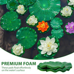 HASTHIP Artificial Floating Lily Pads for Ponds featuring Mixed 4 and 6 in Foam Leaves | Natural Water Decor