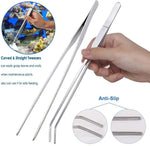 HASTHIP® Kit de Herramientas Aquascaping 7 en 1,Acero Inoxidable para Tanques de Peces,Pinzas Tijeras Espátula Cepillo Limpieza y Red para Plantas Acuáticas y Decoración Acuario
