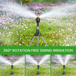 HASTHIP Garden Rotating Tripod Sprinkler for Lawn and Yard with 22 in Stand | 360° Adjustable Watering System