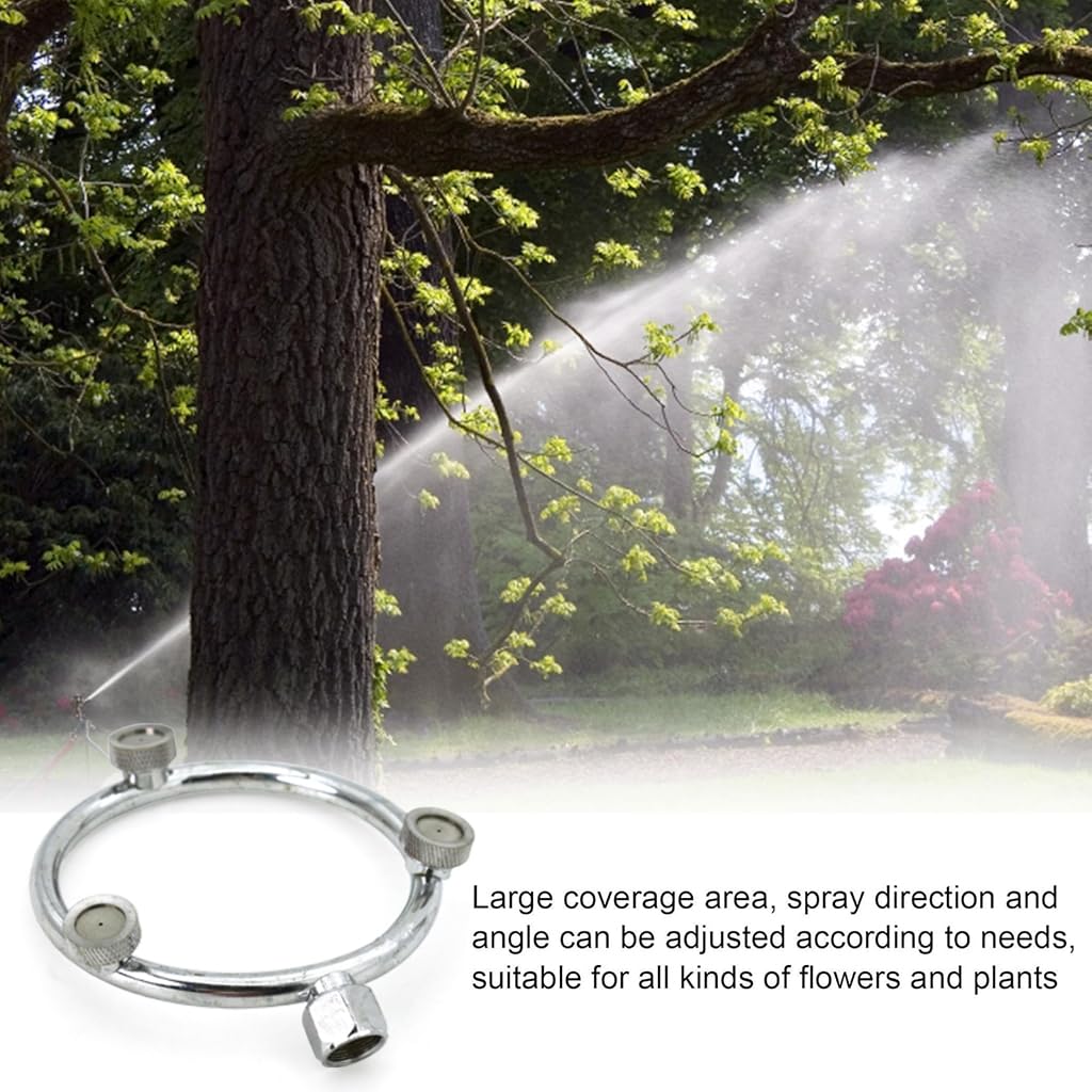 HASTHIP Metal Garden Sprayer Nozzle for Plants with Triple Mist Heads and Stainless Steel Ring | Outdoor Lawn Irrigation
