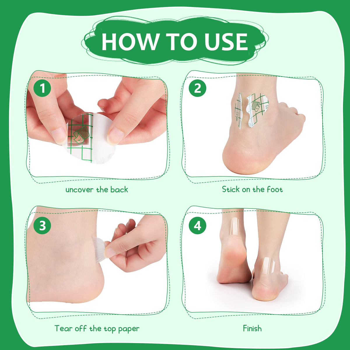 HANNEA® 60Pcs Heel Protectors Invisible Waterproof Blister Tape Self-Adhesive Foot Care Sticker Wear-Resistant Pain Relief Tape Shoes Heel Stickers Wrap to Prevent Blister Friction(4.9 x 6.9cm)