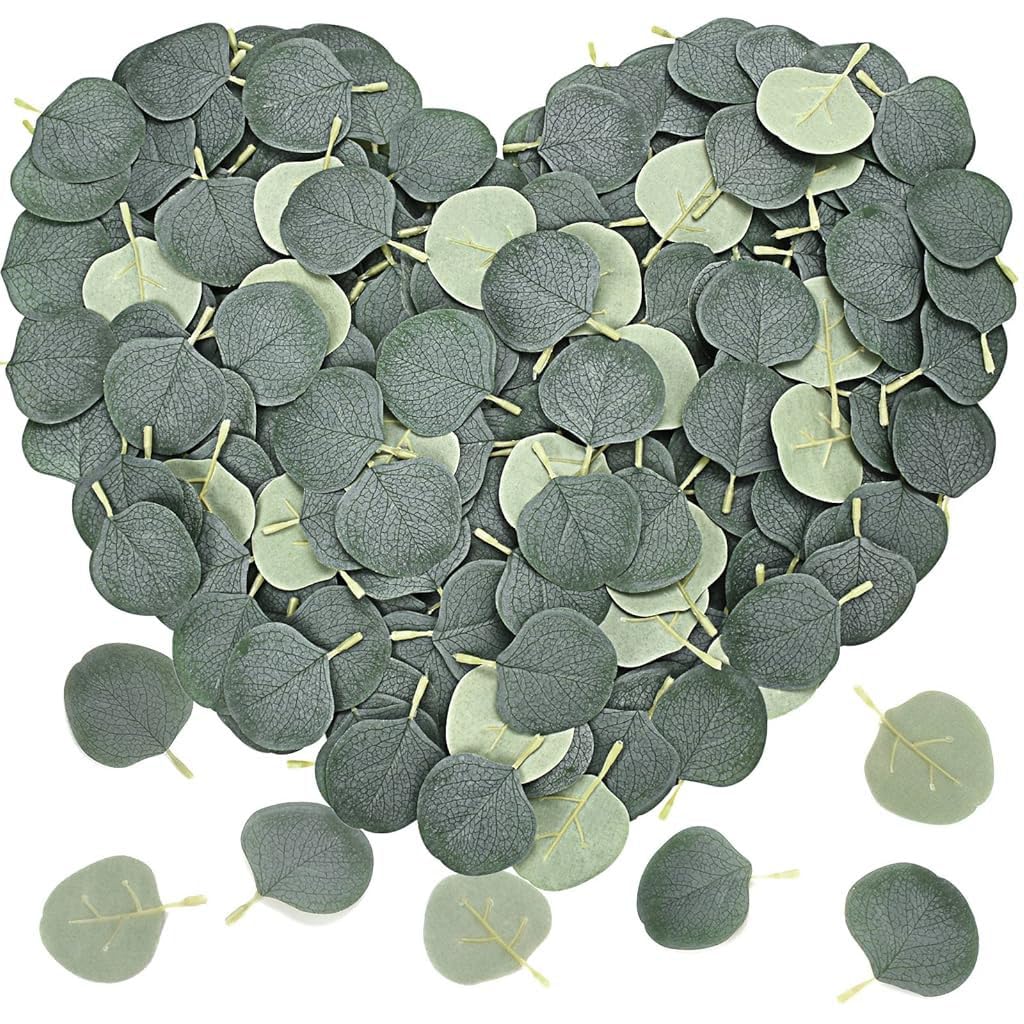HASTHIP Artificial Eucalyptus Leaves for DIY Wedding and Party Decor 400pcs | Silk Green Petals 1.97x2.95 in