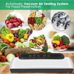 Vacuum Sealer, Automatic Food Sealer with Built-in Cutter& Roll Bag Storage, Machine for Food Storage and Preservation with Dry&Moist Modes with 10 Reusable Bags