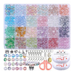 HASTHIP® 480Pcs 24 Colores Cuentas de Vidrio 8mm Redondas Crackle de Cristal para Manualidades y Fabricación Joyas,Kit Multicolor para Pulseras,Collares y Bricolaje