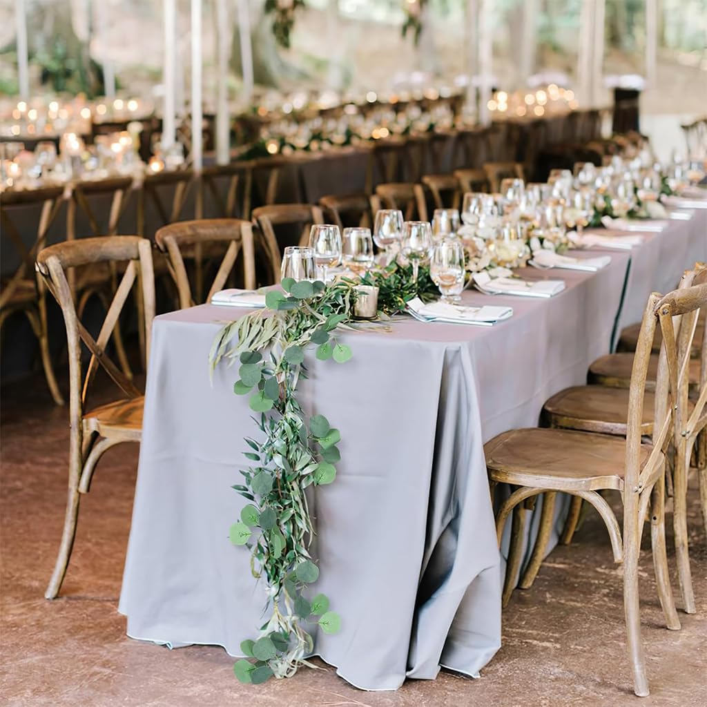 HASTHIP Eucalyptus Garland for Wedding and Home Décor featuring 6 Pack 2.4m Handmade Vines | Realistic Green Leaves