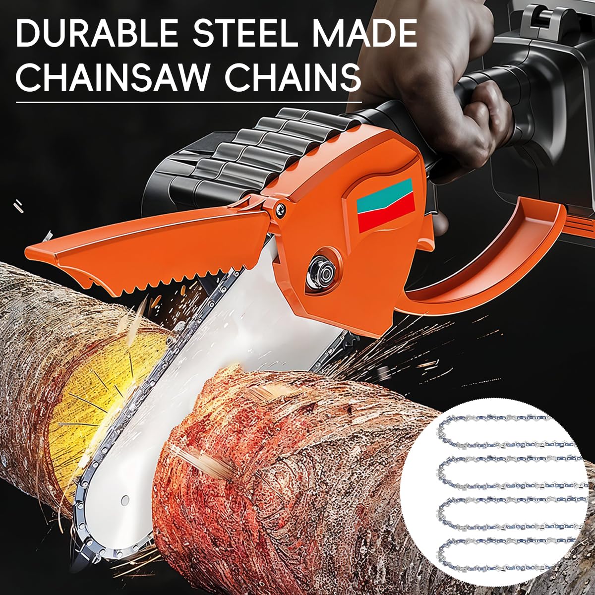 HASTHIP Chainsaw Replacement Chain Set for Wood Cutting with Low Kickback 6 in Steel | 4 Pack