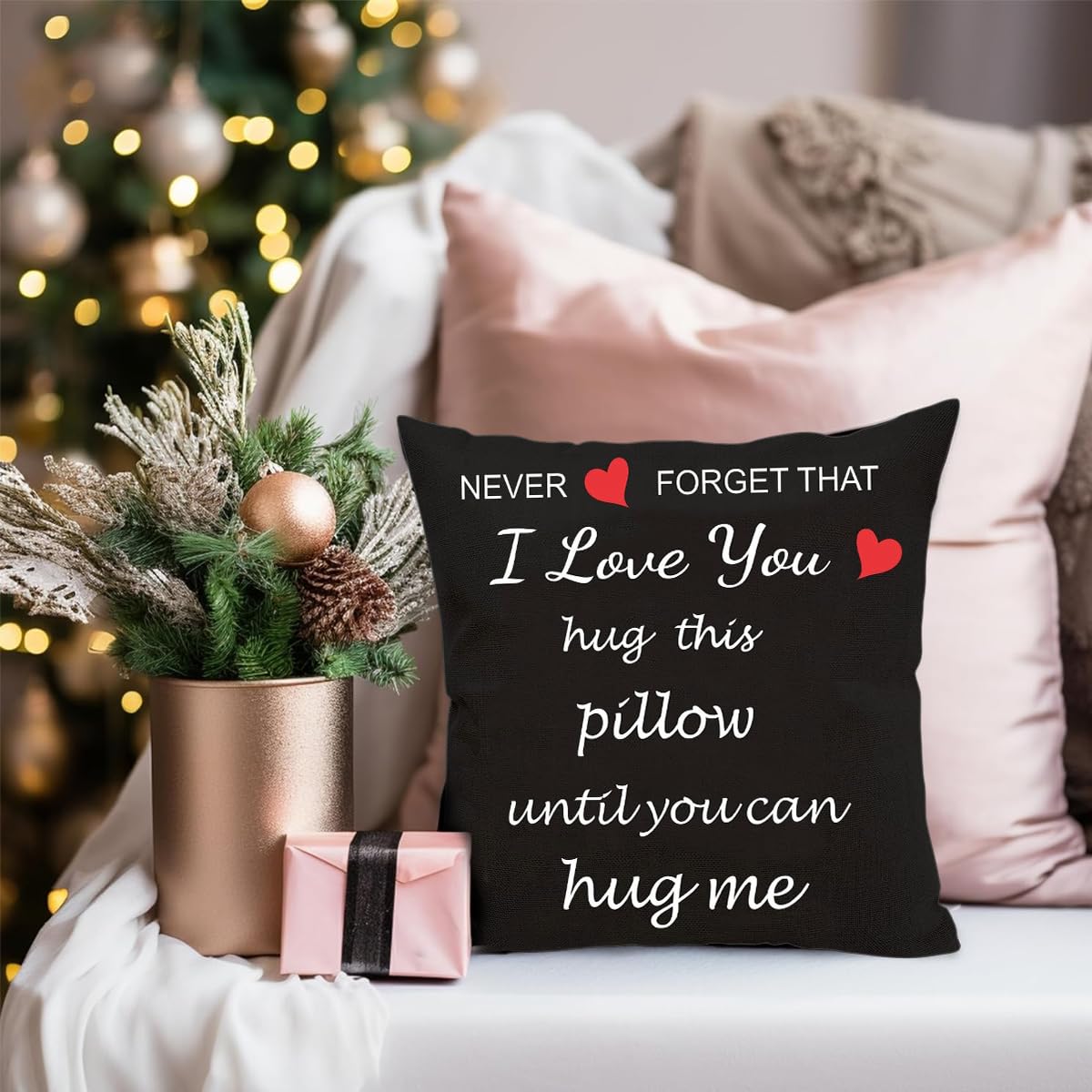 HASTHIP Valentine Pillow Cover for Girlfriend featuring 15.7x15.7 in Flax Fabric | Romantic Home Gift