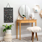 HASTHIP Wall Hanging Jewellery Organizer for Earrings and Necklaces with 35x70 cm Felt Board | Black Storage Display for Women