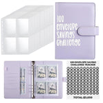 HASTHIP A5 Budget Binder for 100 Days Money Saving Challenge with 100 Cash Envelopes & PU Leather Cover