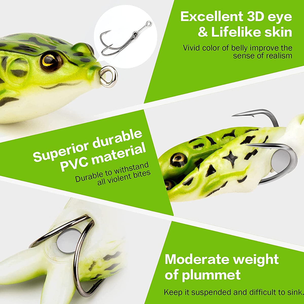 Proberos® 2 Pcs Random Color 9cm Fishing Hooks Double Propellers Frogs Soft Bait High Simulation Soft Silicone Fishing Lures Prop Frog Lures for Bass Realistic Design Floating Weedless Bait Kit