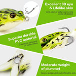 Proberos® 2 Pcs Random Color 9cm Fishing Hooks Double Propellers Frogs Soft Bait High Simulation Soft Silicone Fishing Lures Prop Frog Lures for Bass Realistic Design Floating Weedless Bait Kit