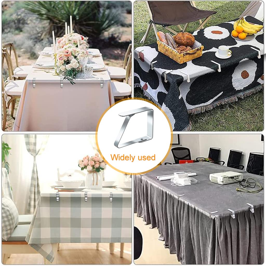 Tablecloth Clips, 4 Pack Stainless Steel Large Table Cover Clamps Table Cloth Holderss, Heavy Duty Picnic Table Clips, Table Cloth Holders Ideal for Restaurant Weddings Party (7 * 7.5cm)
