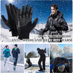 HASTHIP® PU Winter Gloves for Men, Leather Gloves for Men, Winter Warm Touchscreen Thermal Fleece Lined Cycling