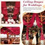 HASTHIP Net Curtain for Wedding and Festive Decor featuring Sheer Lace Design 0.75x6 m | Burgundy Red Fabric for DIY Crafts and Backdrops