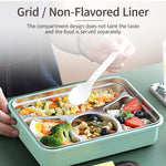 Lunch Box for Kids, Stainless Steel Lunch Box with Spoon and Fork 4 Compartment Leak-Proof BPA Free for School & Office