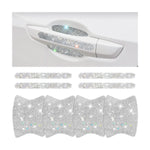 HASTHIP® 8PCS Protectores de Manija de Puerta para Coche con Brillantes, Vinilo Decorativo Antirrayas con Cristales, Accesorios Universales para SUV, Sedán y Camión - Blanco