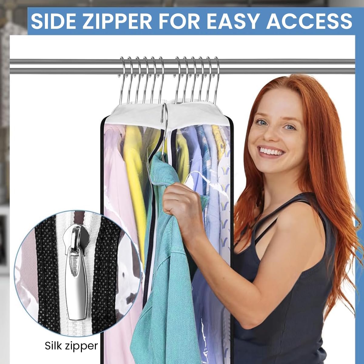 HASTHIP Clear Garment Bags for Hanging Clothes with 22×40 in Capacity and Vinyl Material | Closet and Travel Storage