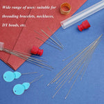 28Pcs Beading Needles Set, 20 Pcs Long Straight Beading Thread Needles and 8 Pcs Big Eye Beading Needles with Needle Bottle, Thimble, Needle Threaders for Bracelets and Jewelry Making