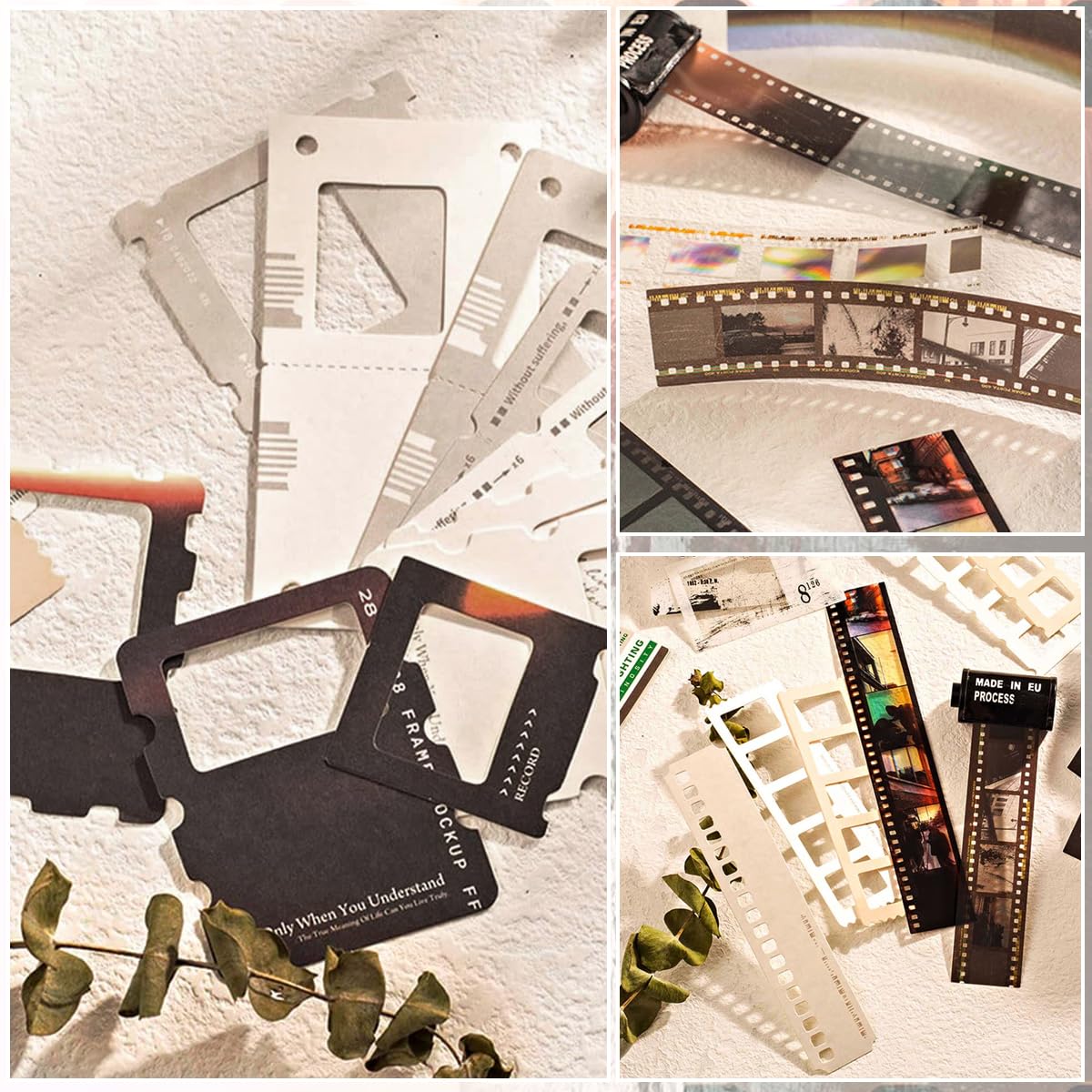 HASTHIP® 94Pcs Vintage Bollywood Film Scrapbooking Stickers, Film Strip Photo Frame for Scrapbooking Supplies, Quote Stickers for Journaling Decorative Bullet Journal Planner DIY Craft