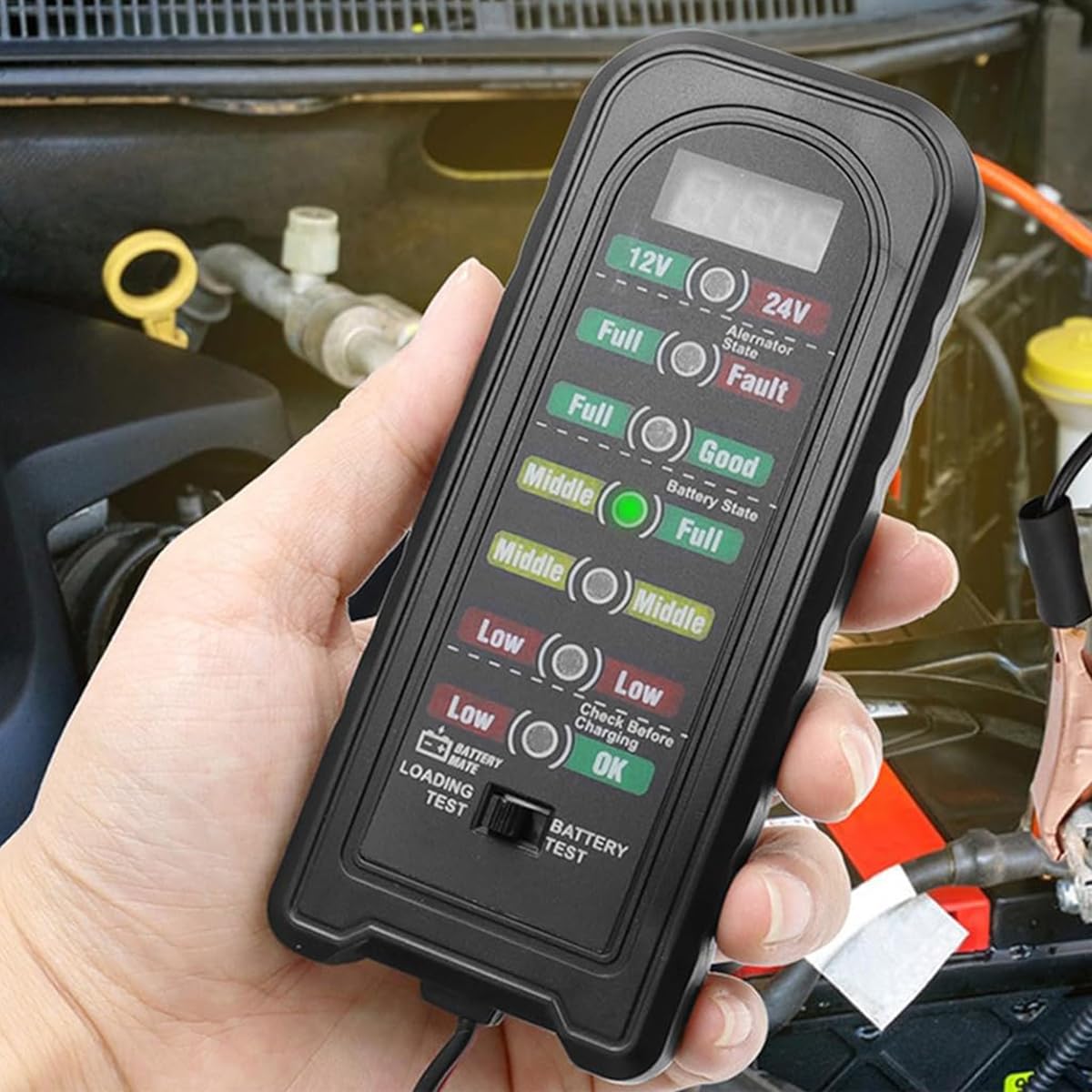 HASTHIP® 12V 24V Car Battery Tester and Alternator Tester, Automotive Load Tester Indicator 12 Volt Auto Check