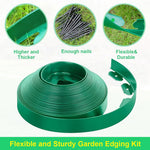 HASTHIP Garden Edging Border for Flower Beds with 32.8ft Length and 30 Nails | UV-Resistant Green Trim