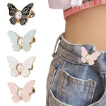 HASTHIP® Clips Ajustables para Jeans con Diseño de Mariposa,Botones Decorativos y Hebillas de Cintura Instantáneas para Pantalones o Faldas,4 Pares Sujetadores Cintura sin Costura