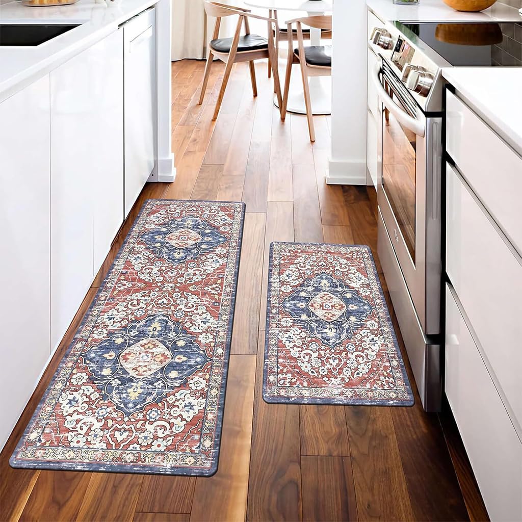 HASTHIP® Kitchen Mats for Floor Anti Slip, Water-Absorbent Polyester Floor Mat for Kitchen, Washable Soft Absorbent Rugs, 2 Sizes (40×60cm & 40×120cm)