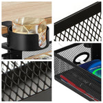 HASTHIP® Black 360-Degree Under Desk Organizer with Cup Holder