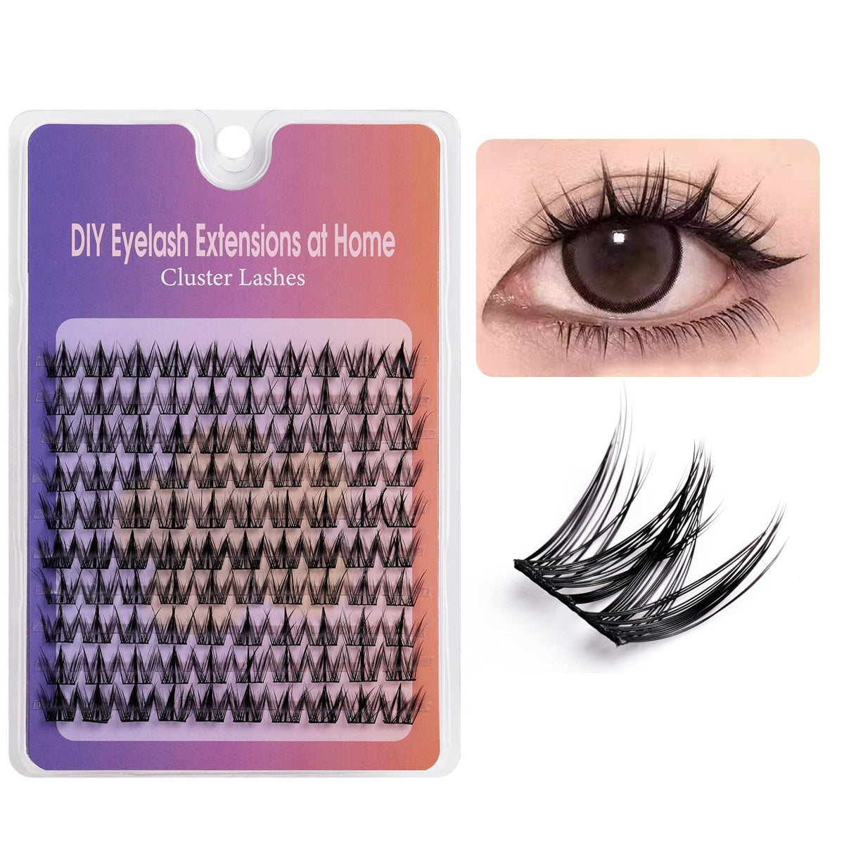 HASTHIP® Pestañas Postizas en Clúster Wispy, Falsies Autoadhesivas sin Pegamento, Volumen Natural, Banda Invisible, 24 Horas de Duración, Aplicación Rápida y Sin Daño, Mirada Impactante y
