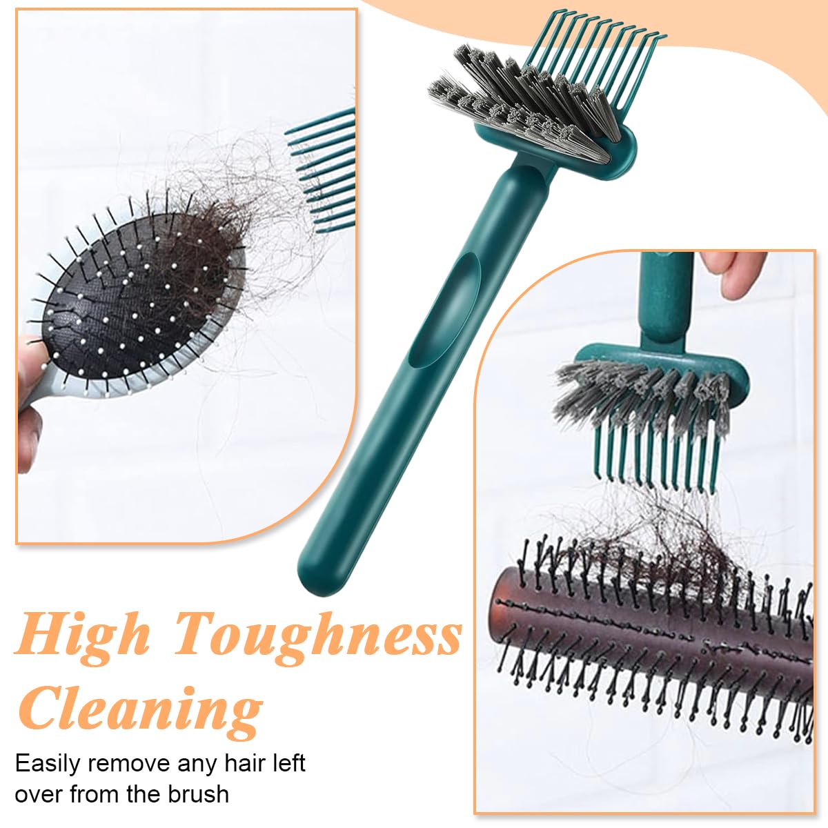 HASTHIP Hair Brush Cleaning Tool with 10 Teeth Rake and Small Brush | 2 PCS Plastic Cleaner