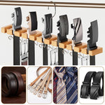 HASTHIP 2-in-1 Belt Hanger Organizer with 360° Rotating Hooks for Belts, Ties & Scarves
