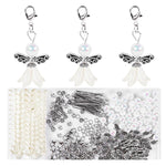 HASTHIP DIY Angel Wing Charms Kit for Jewelry Making with 50Pcs Pearl & Lily Components