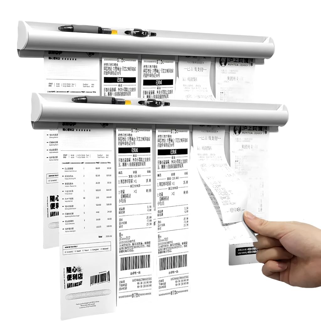 HASTHIP® 2 Piezas Soporte de Boletos de Pedido,Porta Tickets Restaurante sin Taladro,12 Pulgadas Barra Aluminio para Cocina Oficina Cafeterías Bares Pubs Hogar Pared Refrigerador
