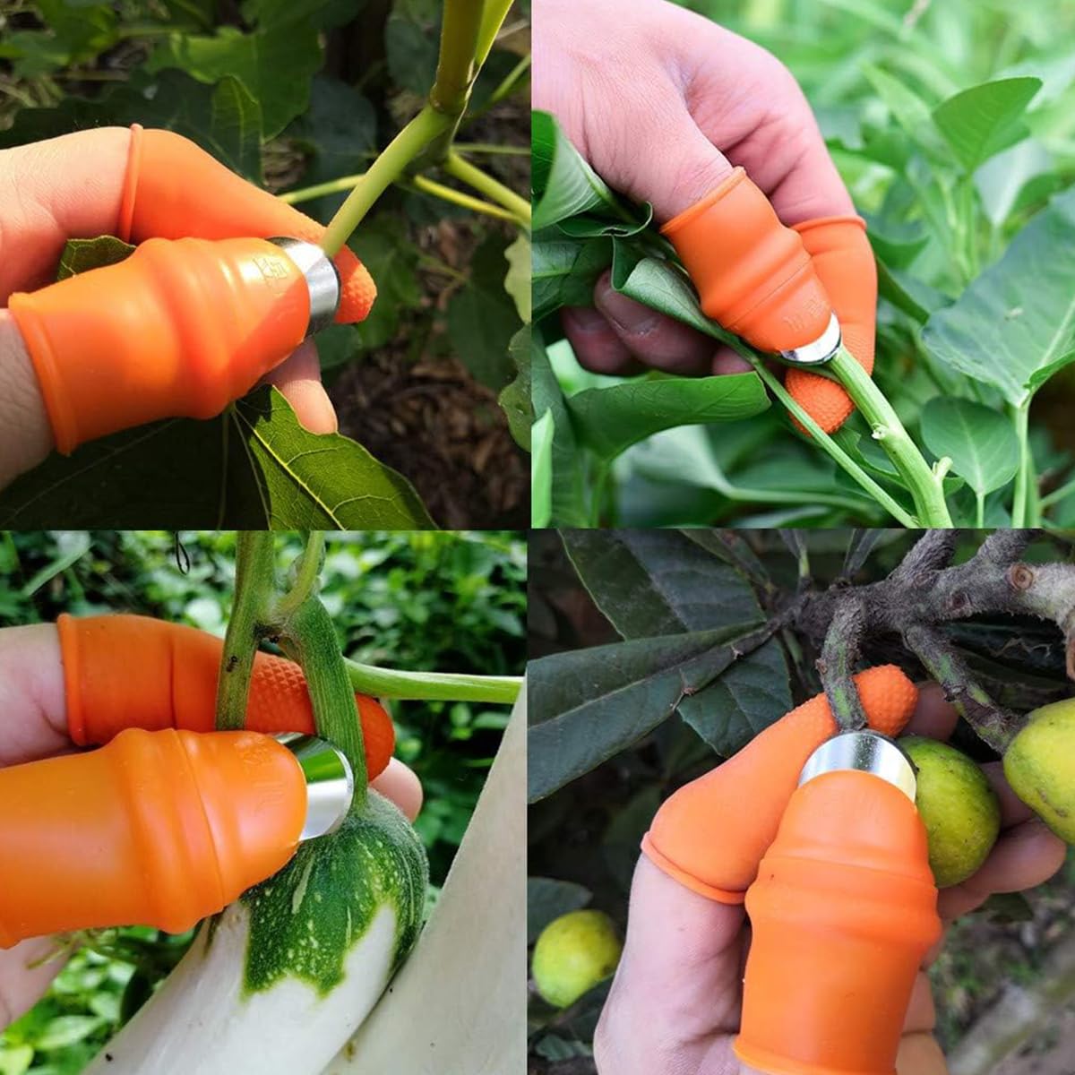 HASTHIP Thumb Cutter for Gardening with 2pcs Stainless Steel Blades and 10pcs Finger Protectors | Efficient Harvesting and Trimming Tool
