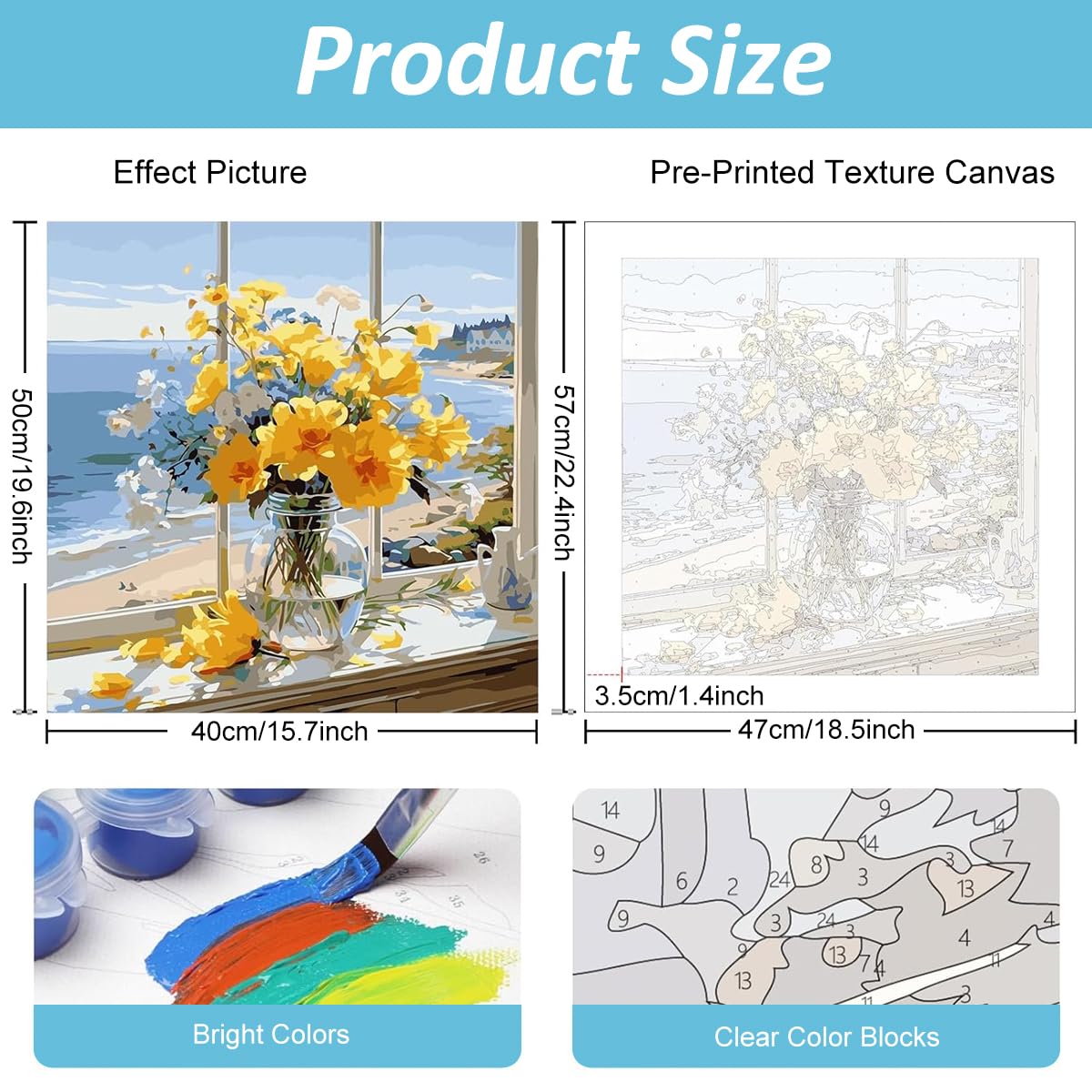 HASTHIP Paint by Numbers Kit for Adults with Acrylic Pigments and Tools | 16x20 in Canvas