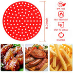 HASTHIP Reusable Silicone Air Fryer Liners for 8 Inch Fryers with Even Heat Holes | 2 Pack Red and Black