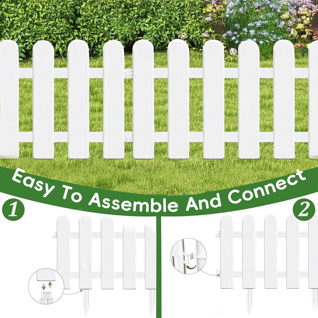 HASTHIP Garden Fence for Flower Beds with Connectable Design 50x30cm White PVC | Outdoor Border Decor
